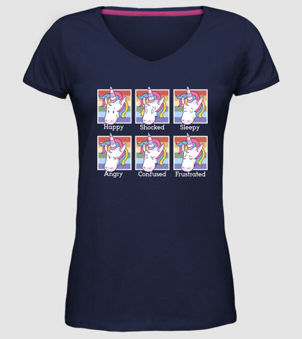 Capete de unicorn model albastru închis pe tricou