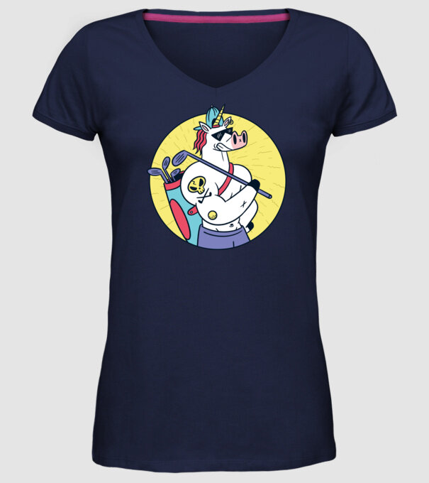 Unicorn Golf model albastru închis pe tricou