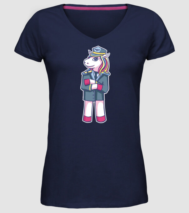 Unicorn Pilot model albastru închis pe tricou