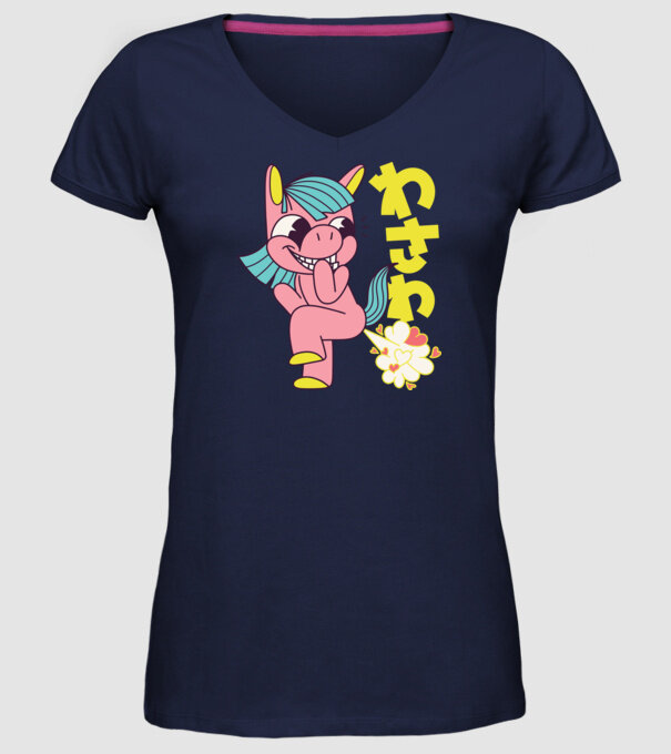 Bășică Unicorn model albastru închis pe tricou