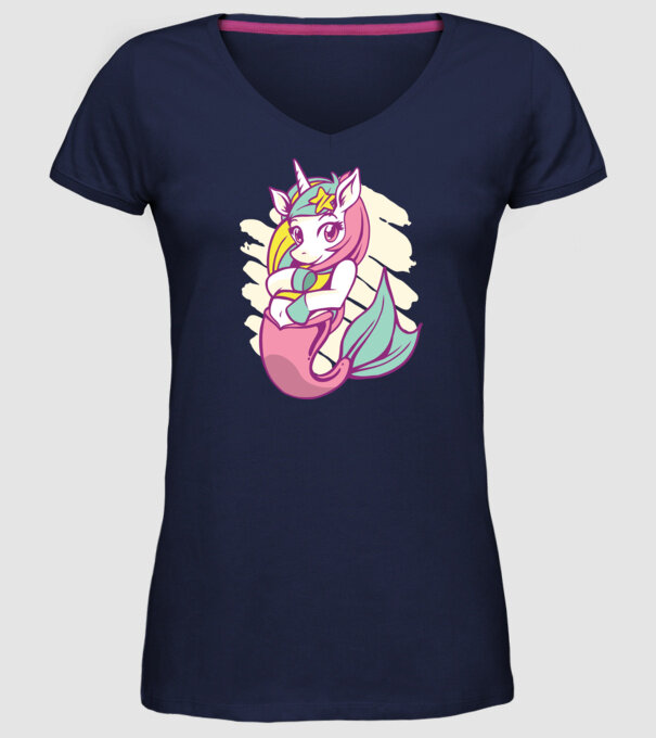 Unicorn Sirenă model albastru închis pe tricou