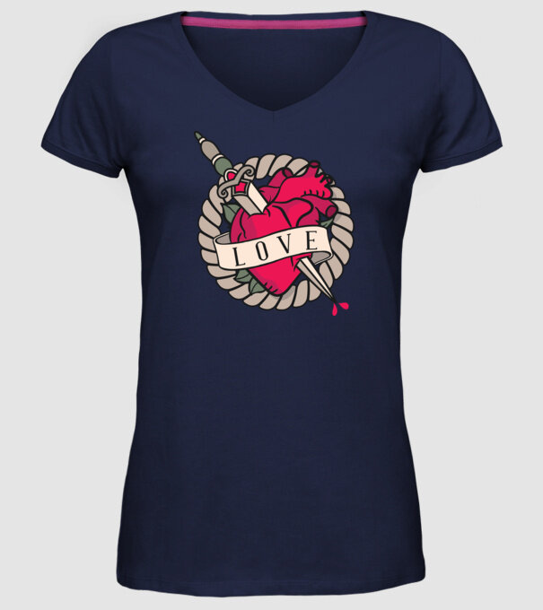Fire and Ice model albastru închis pe tricou