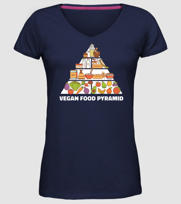 Piramidă vegan model albastru închis pe tricou