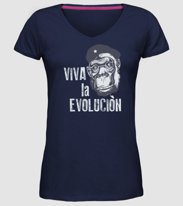 Viva La Evolucion model albastru închis pe tricou