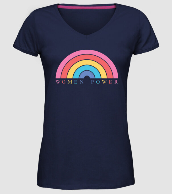 Women Power Curcubeu Ziua Femeii model albastru închis pe tricou