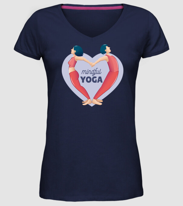 Dragoste Yoga - tricou Yoga model albastru închis pe tricou