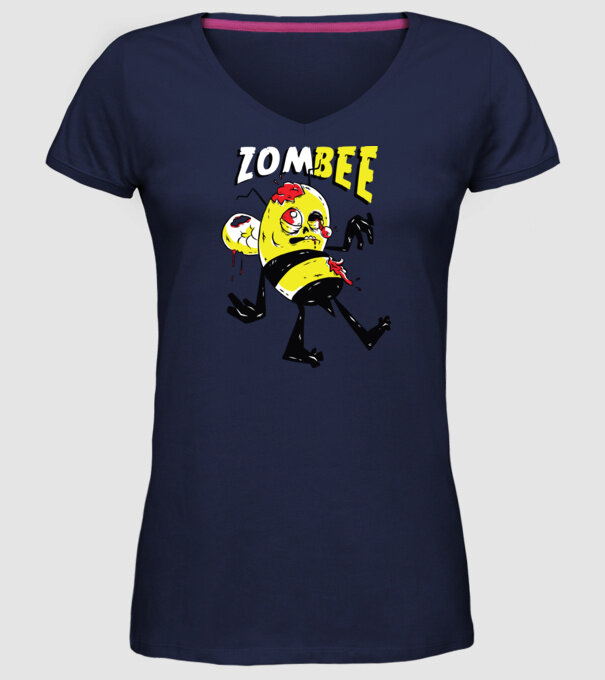 Zombee Albină Zombie model albastru închis pe tricou
