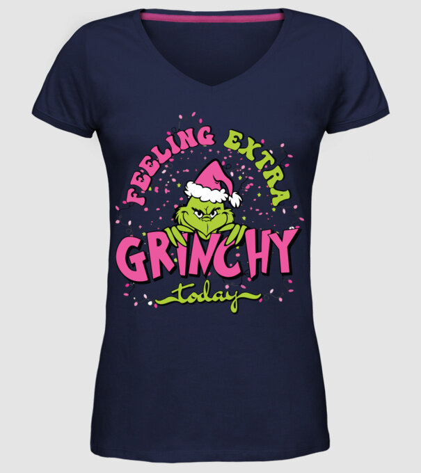 Feeling extra Grinchy today model albastru închis pe tricou