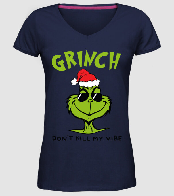 Grinch - Don't kill my vibe model albastru închis pe tricou