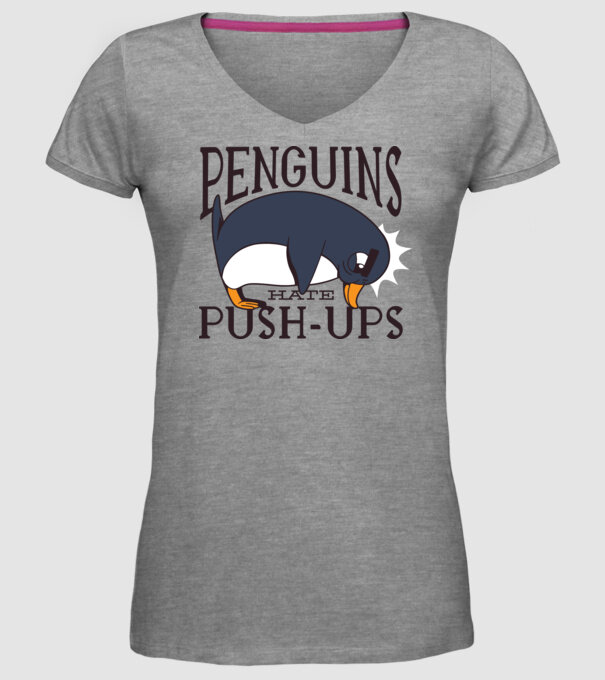 Pinguinii urăsc flotările model gri pe tricou