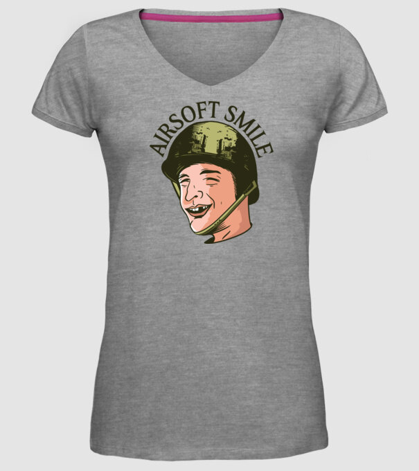 Zâmbet Airsoft model gri pe tricou