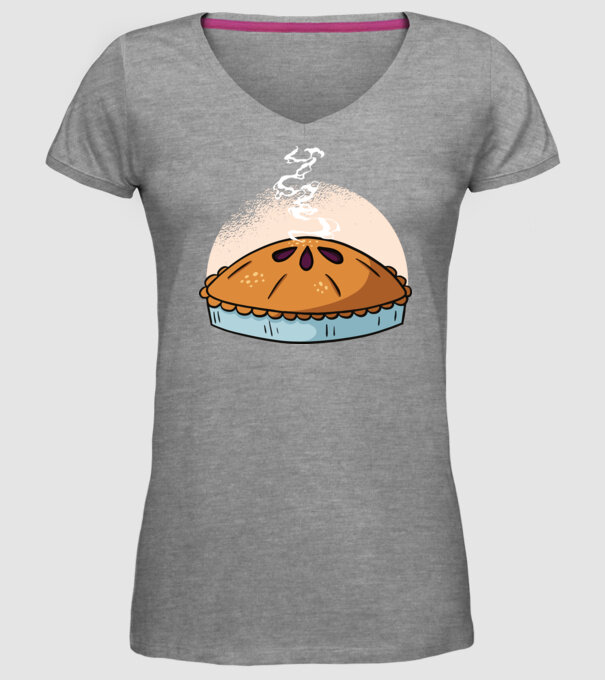 Plăcintă cu mere model gri pe tricou