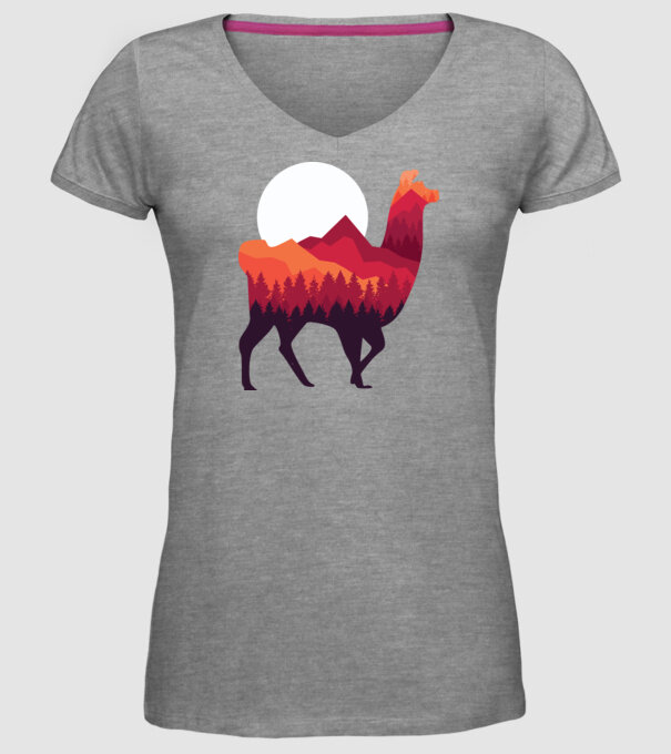 Pădure Alpaca model gri pe tricou