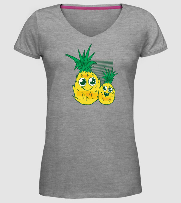 Familie Ananas model gri pe tricou