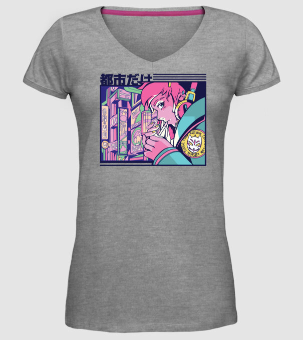 Anime Țigaretă model gri pe tricou