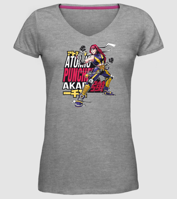 Anime fată Războinic model gri pe tricou
