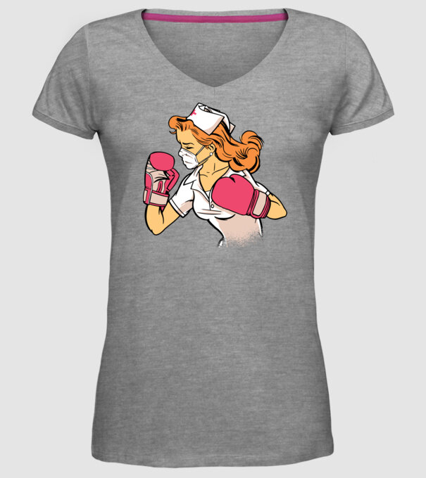 Asistentă Boxer model gri pe tricou
