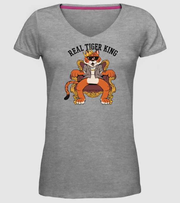 Adevăratul Rege Tigru model gri pe tricou