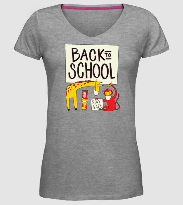 Back To School Animale model gri pe tricou