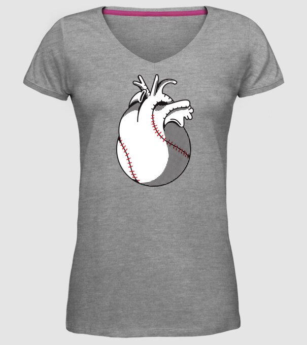 Inimă Baseball model gri pe tricou