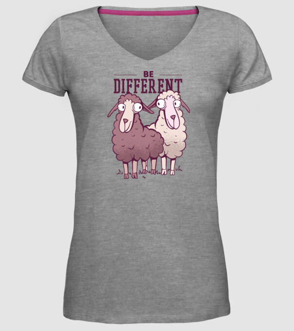 Be different - Fii diferit model gri pe tricou