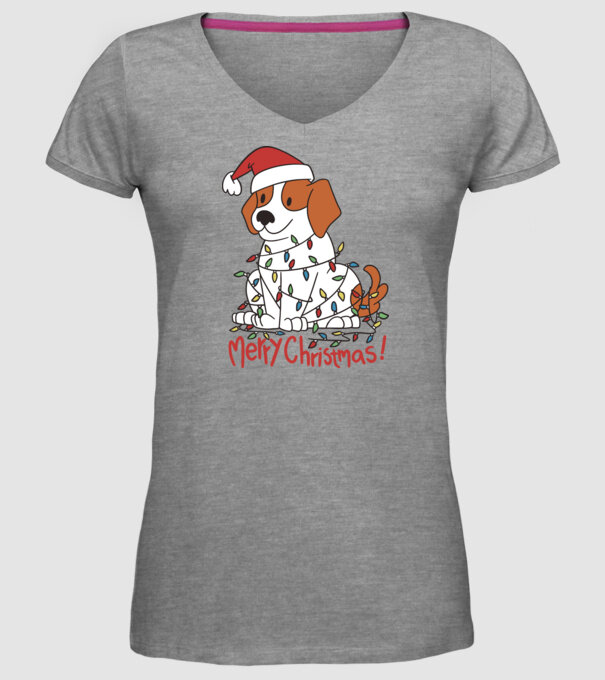 Beagle Crăciun Fericit! model gri pe tricou