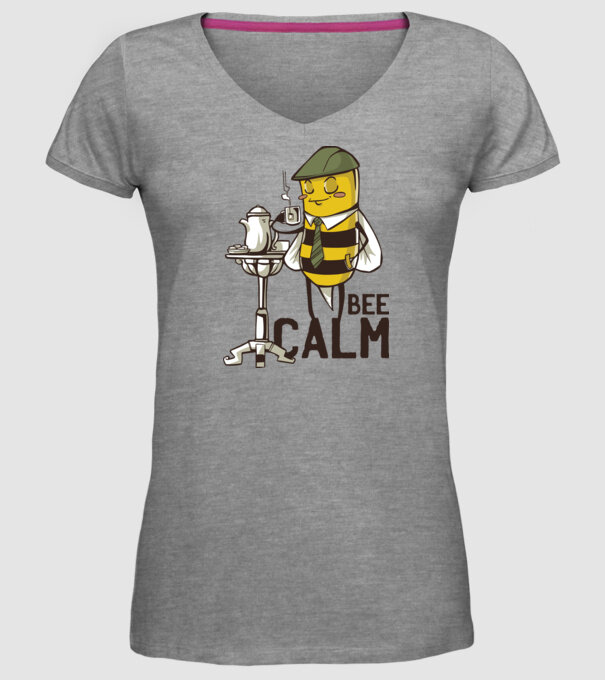 Bee Calm - Fii răbdător Albinuță model gri pe tricou