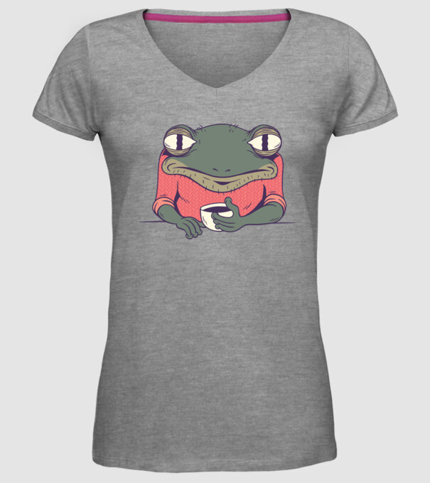 Broască Cafea model gri pe tricou