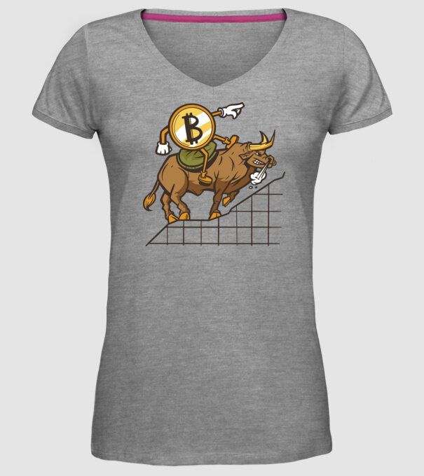 Taur Bitcoin model gri pe tricou