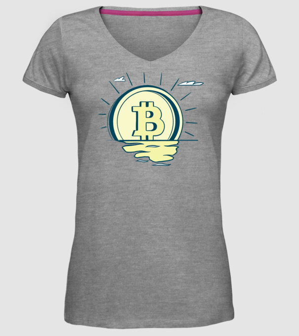 Bitcoin sunrise model gri pe tricou