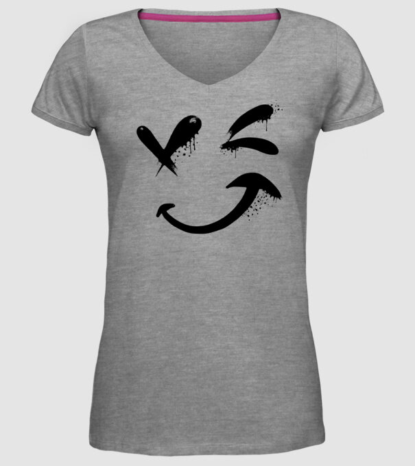 Emoji fericit Râs model gri pe tricou