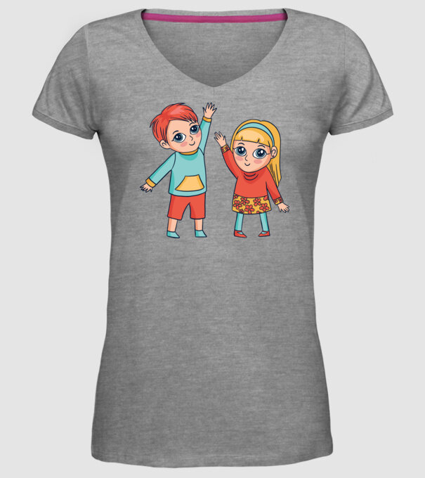 Copii fericiți model gri pe tricou