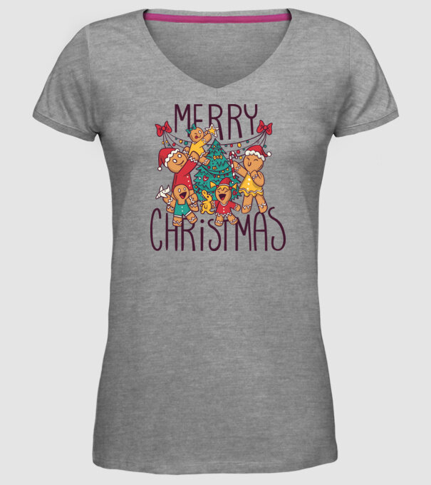 Crăciun Fericit model gri pe tricou