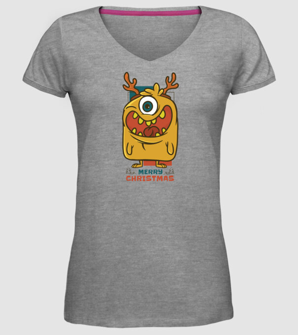 Crăciun Fericit Monstru model gri pe tricou