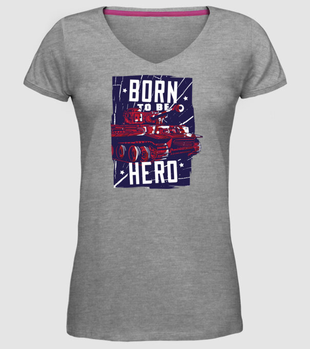 Born To be A Hero cu tanc model gri pe tricou