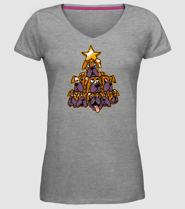 Pom de Crăciun Boxer model gri pe tricou