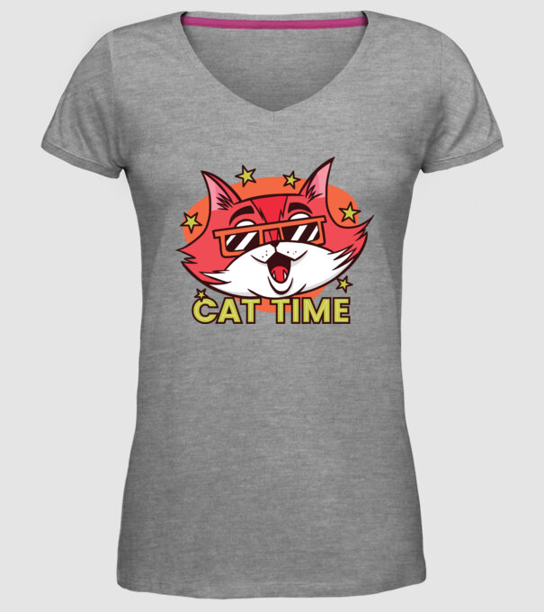 Cat Time Momentul pisicii model gri pe tricou