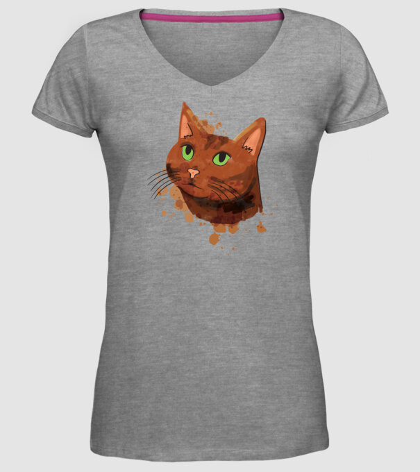 Cap pisică model gri pe tricou