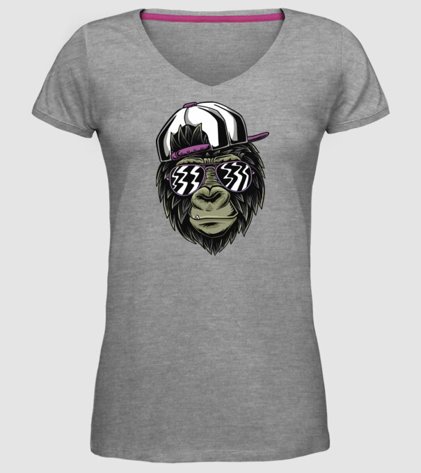 Cool Monkey model gri pe tricou