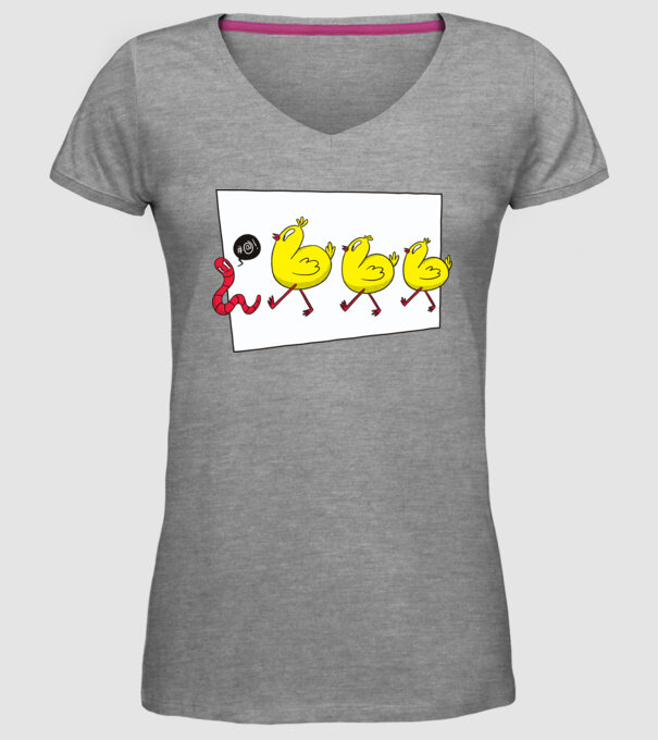 Pui cu vierme model gri pe tricou