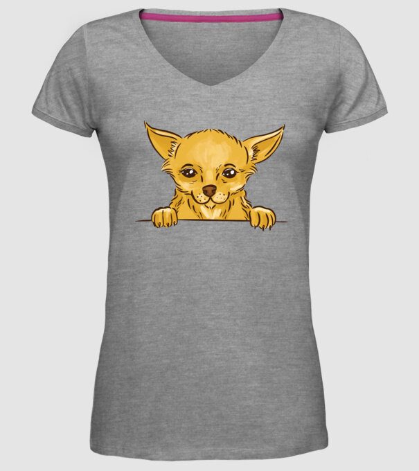 Cap de Chihuahua model gri pe tricou