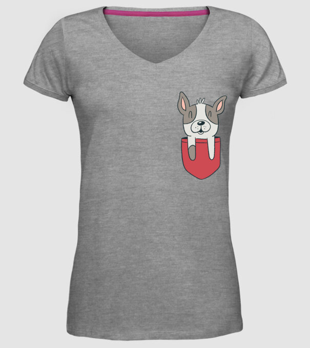 Buzunar pentru Bulldog francez drăguț model gri pe tricou
