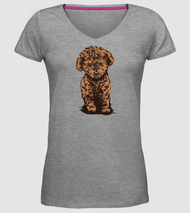 Pudel Drăguț model gri pe tricou