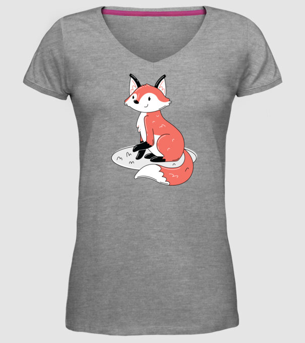 Vulpe drăguță model gri pe tricou