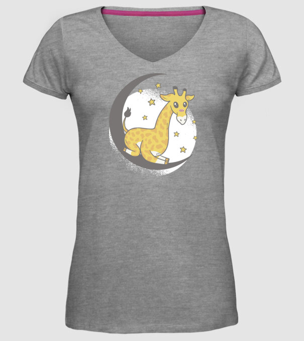 Girafă drăguță model gri pe tricou