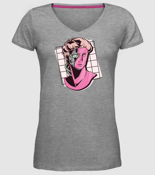 Statuie Cyborg model gri pe tricou