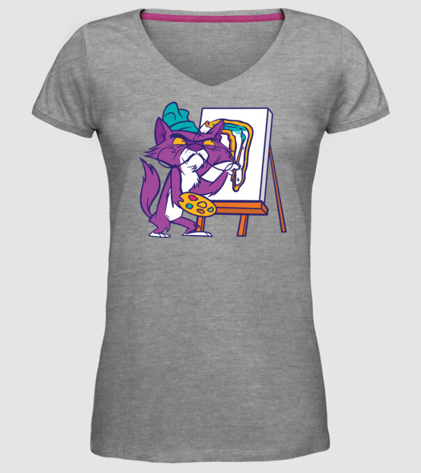 Pisică Dali model gri pe tricou