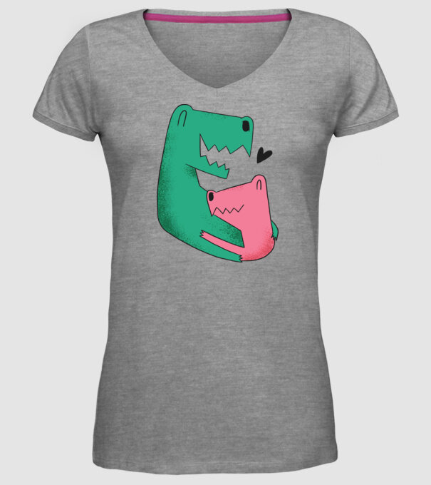 Dinozaur Tată Fiu model gri pe tricou
