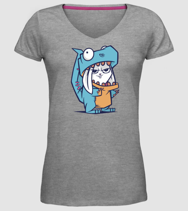 Costum de dinozaur model gri pe tricou