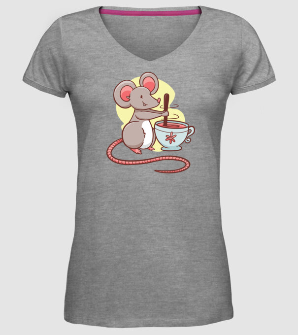 Șoarece cu ceai model gri pe tricou